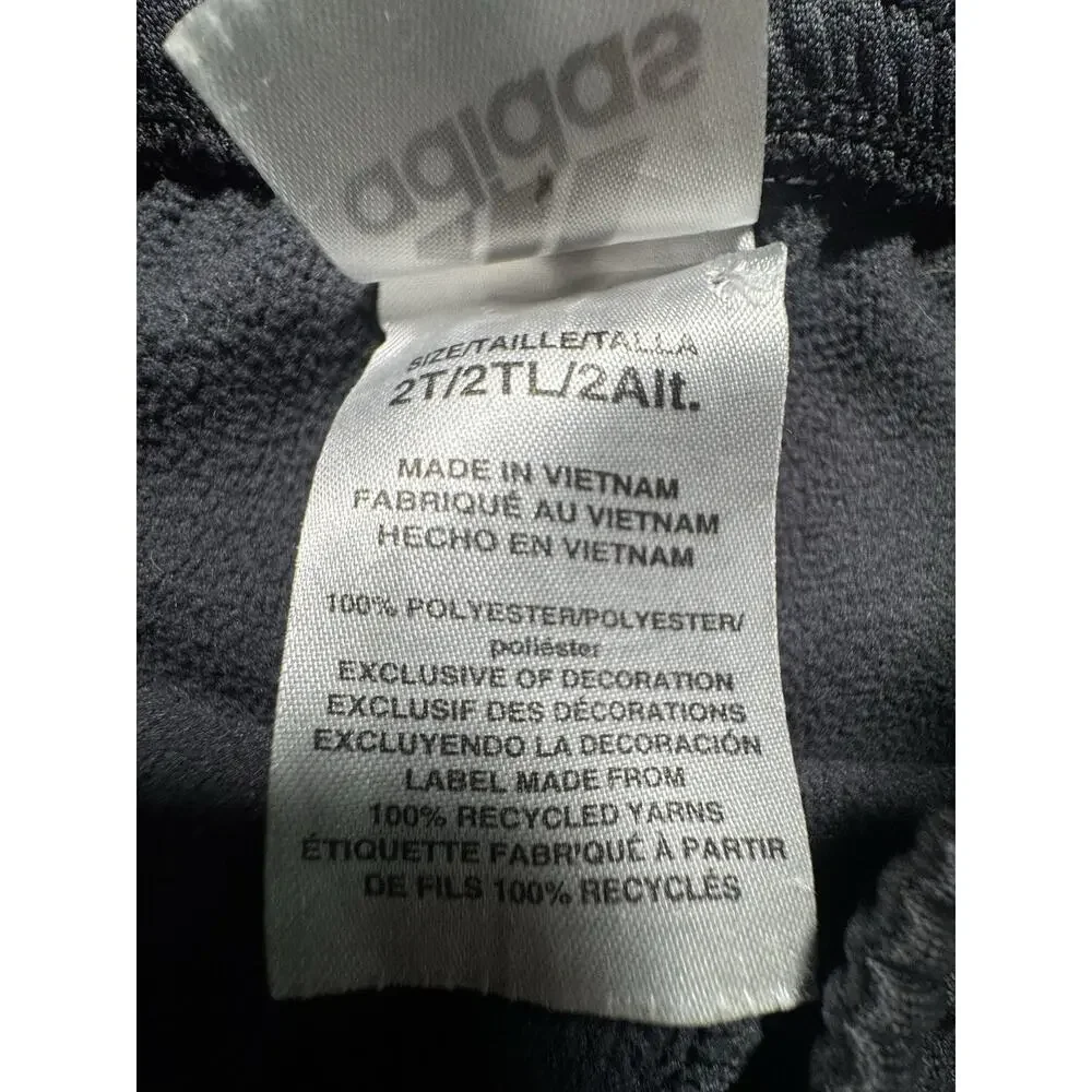 Adidas Toddler 2T Track Pants Gray Black White 3 Stripe Jogger Athletic